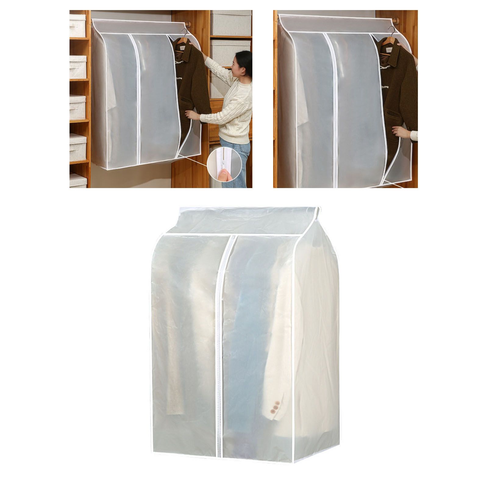 Large Garment Cover Transparent Easy To Install Hanging Clothes Storage Bag view 6