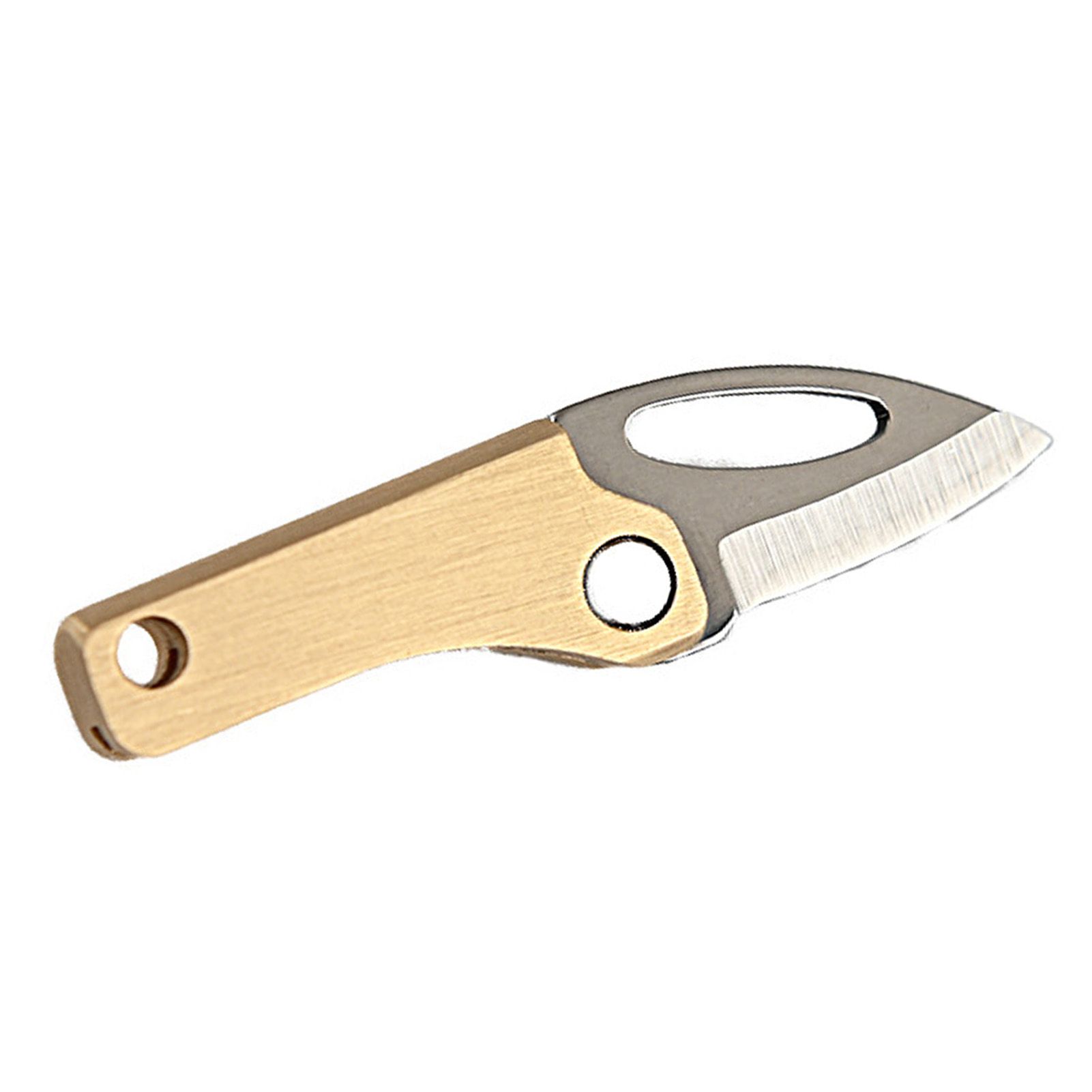 Mini Folding Knife Brass Handle Stainless Steel Blade Mini Magnetic Pocket view 2