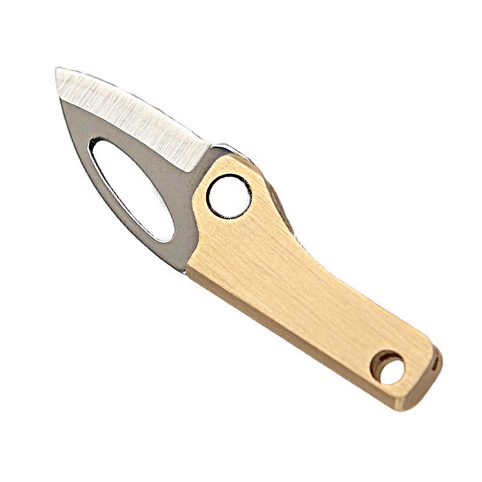 Mini Folding Knife Brass Handle Stainless Steel Blade Mini Magnetic Pocket view 3