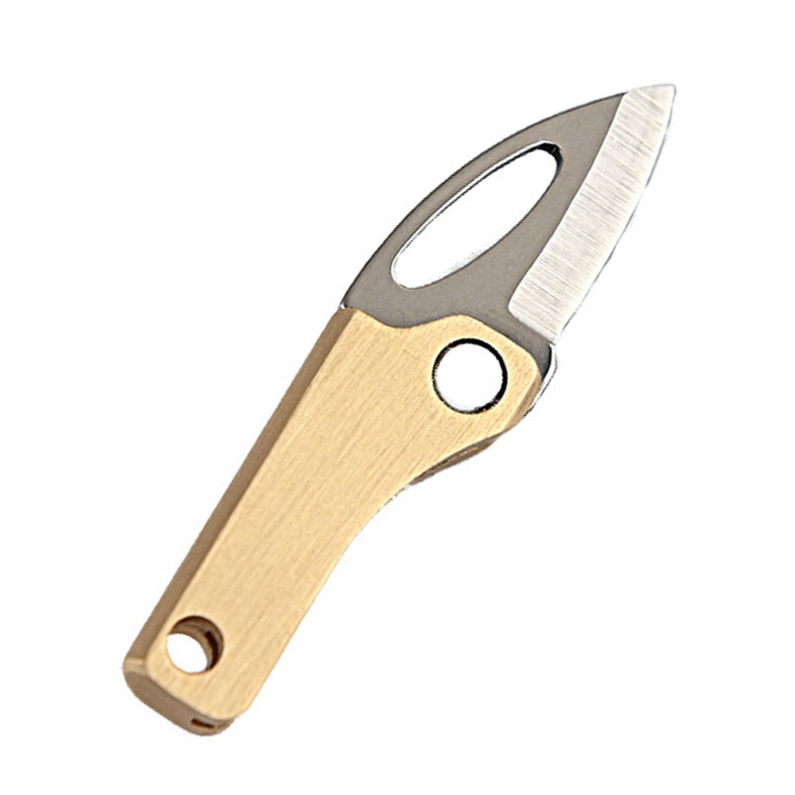 Mini Folding Knife Brass Handle Stainless Steel Blade Mini Magnetic Pocket view 4