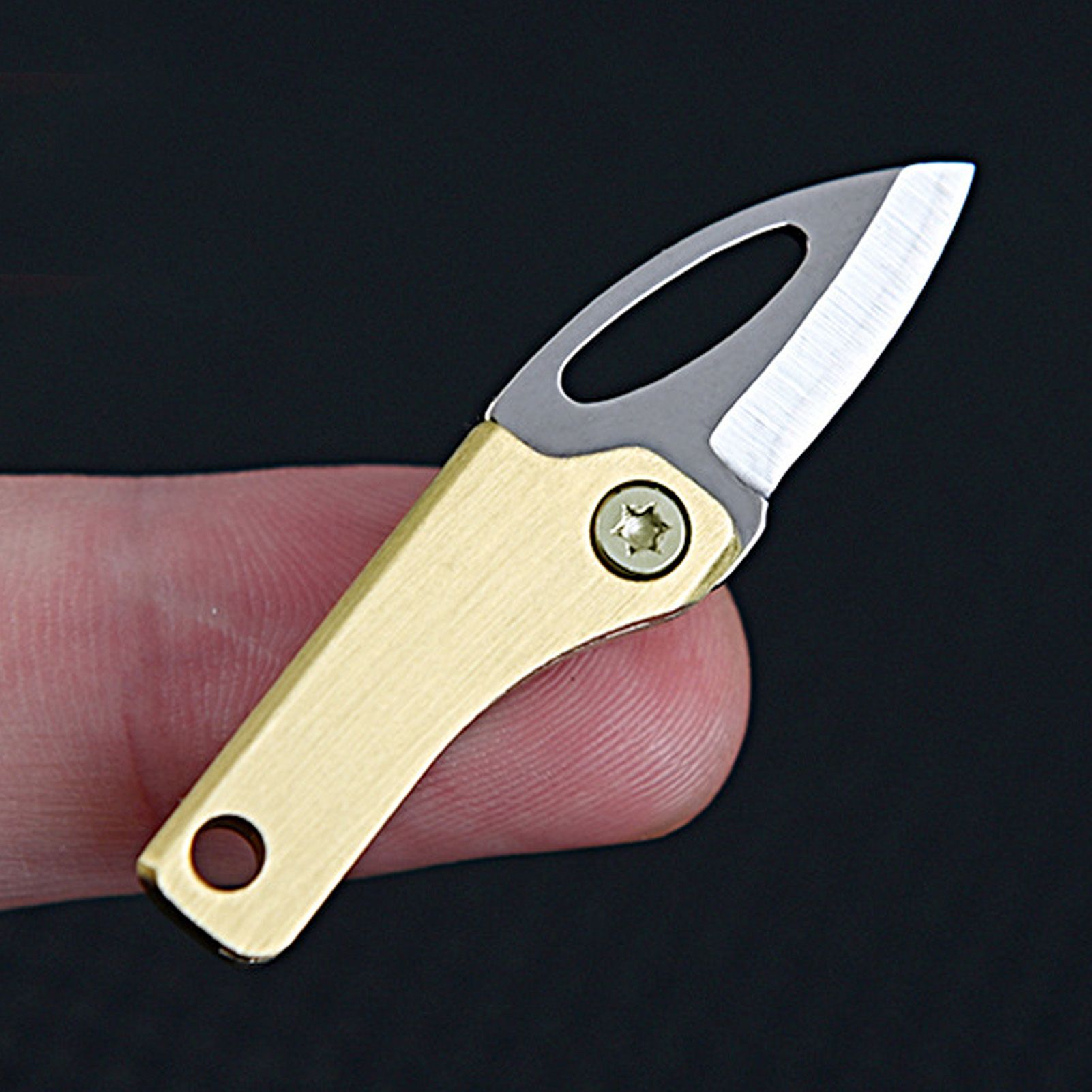 Mini Folding Knife Brass Handle Stainless Steel Blade Mini Magnetic Pocket view 12