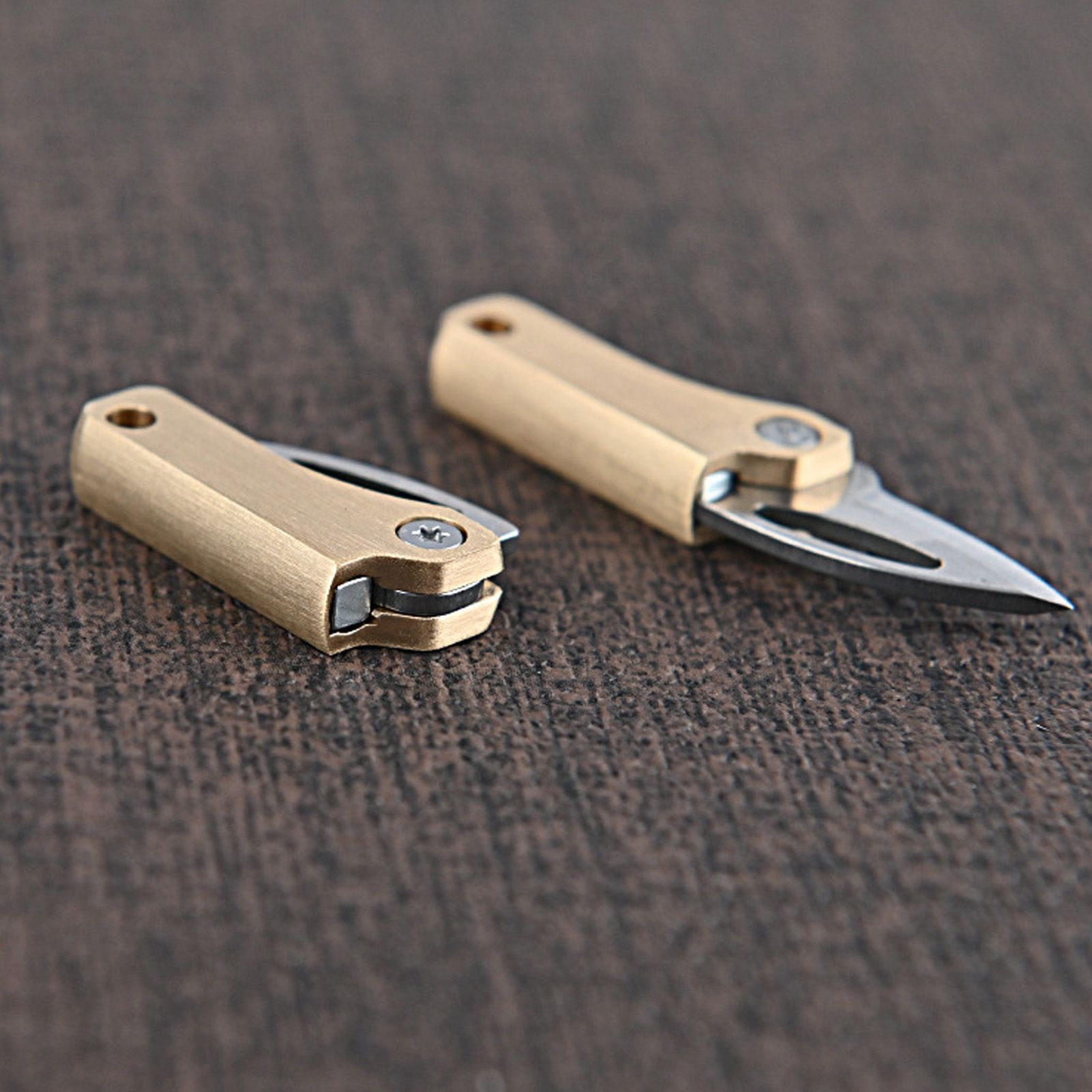 Mini Folding Knife Brass Handle Stainless Steel Blade Mini Magnetic Pocket view 13