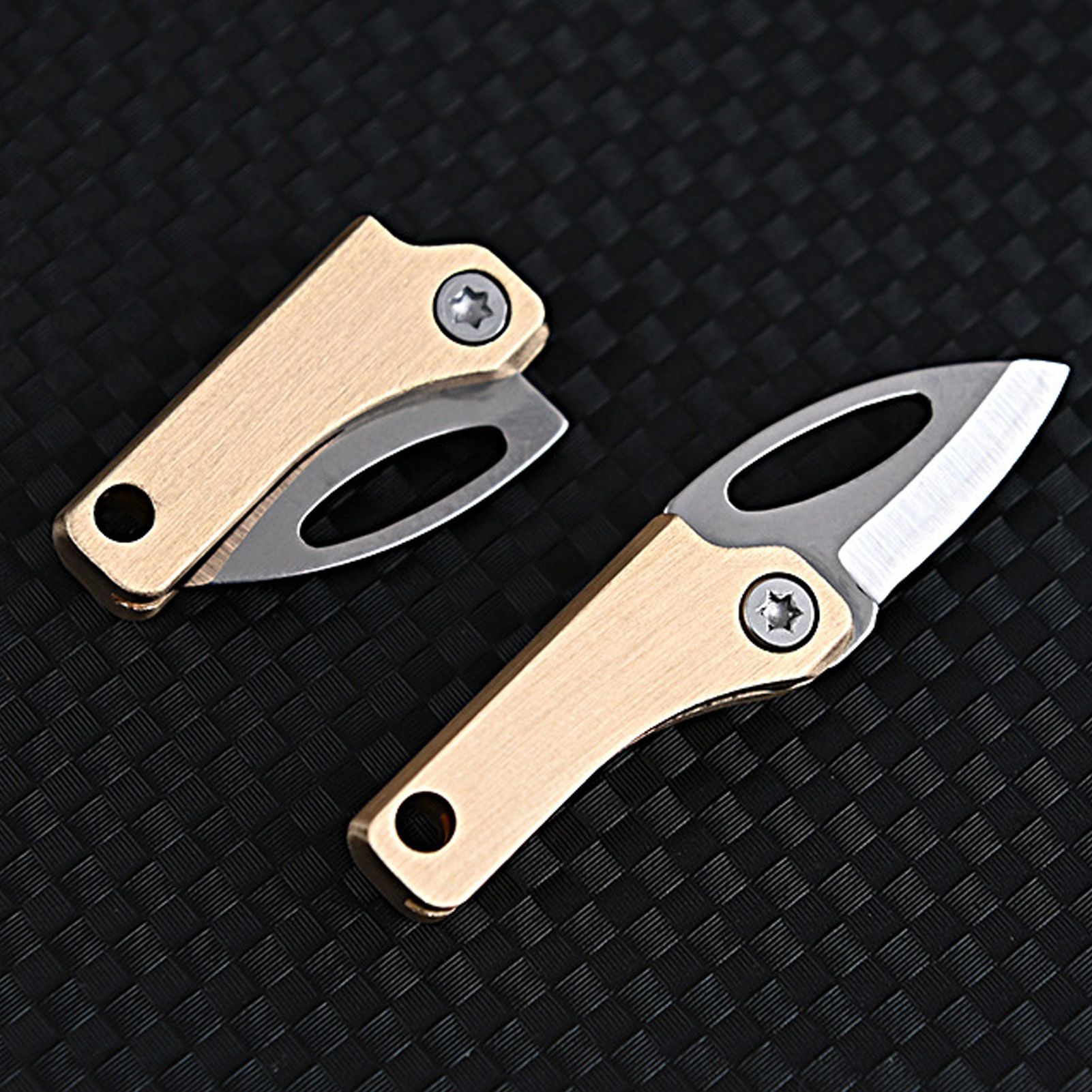 Mini Folding Knife Brass Handle Stainless Steel Blade Mini Magnetic Pocket view 15