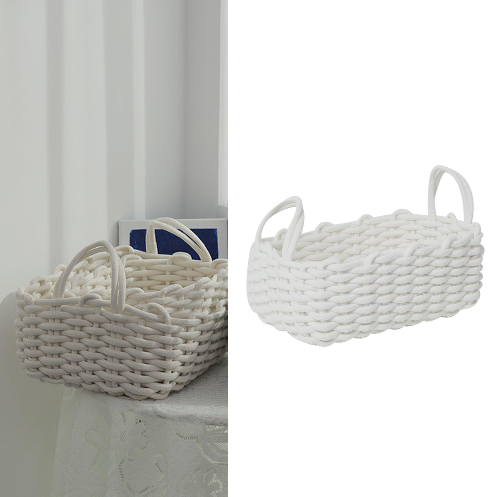 Cotton Rope Storage Basket Hand Knitting Nordic Style Desktop Storage view 5