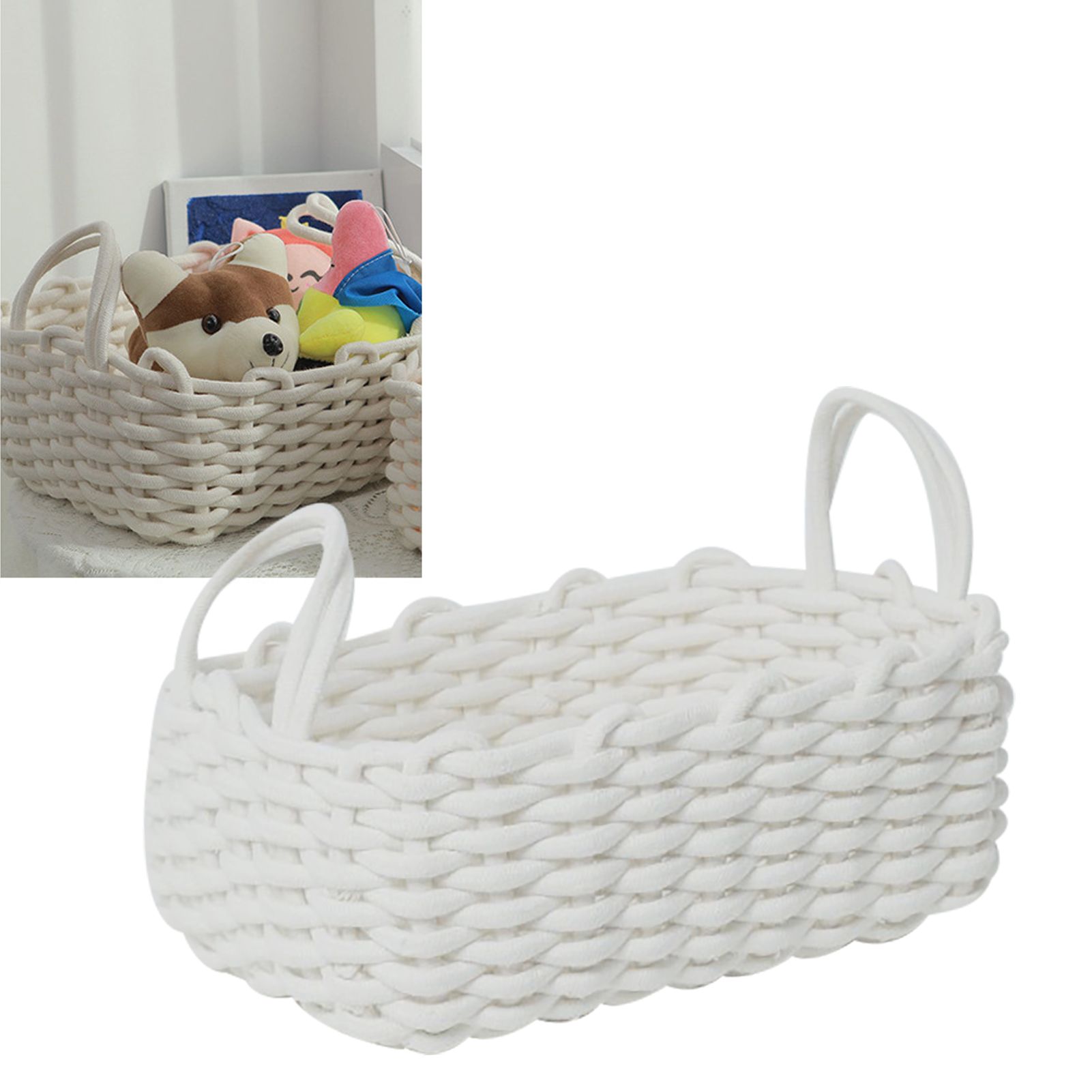 Cotton Rope Storage Basket Hand Knitting Nordic Style Desktop Storage view 6