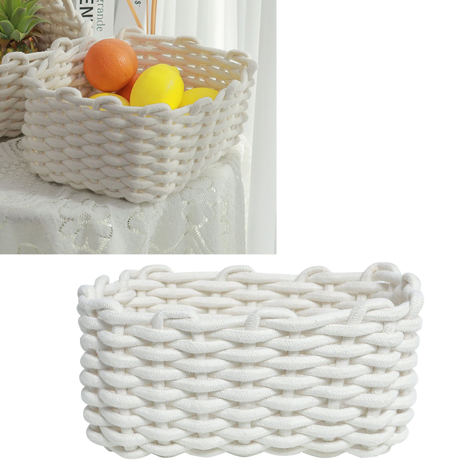 Cotton Rope Storage Basket Hand Knitting Nordic Style Desktop Storage view 6
