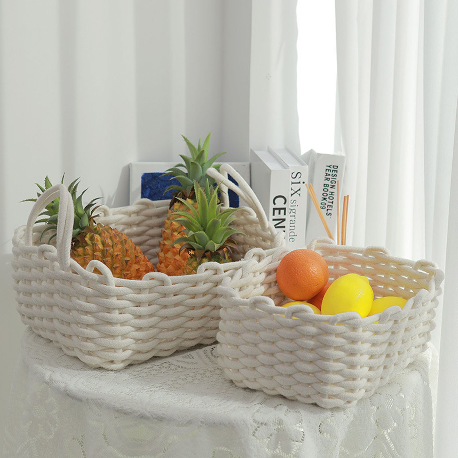 Cotton Rope Storage Basket Hand Knitting Nordic Style Desktop Storage view 11