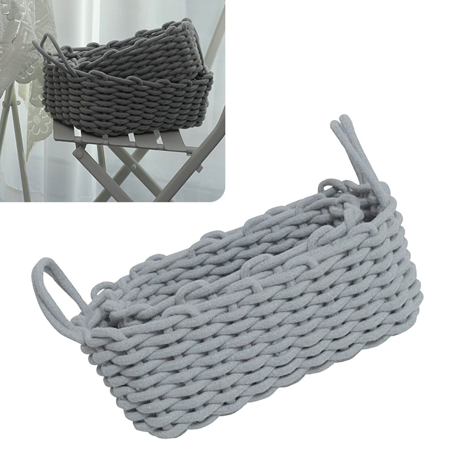 Cotton Rope Storage Basket Hand Knitting Nordic Style Desktop Storage view 5