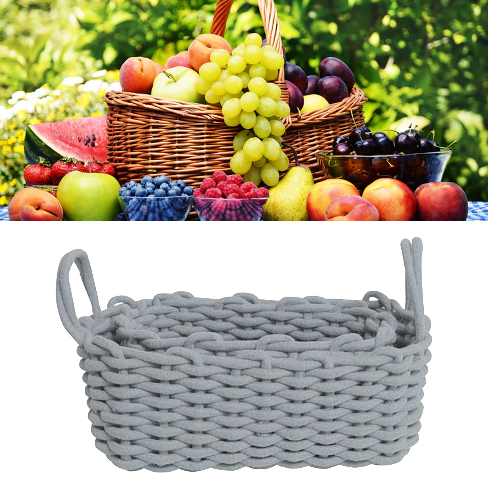 Cotton Rope Storage Basket Hand Knitting Nordic Style Desktop Storage view 6