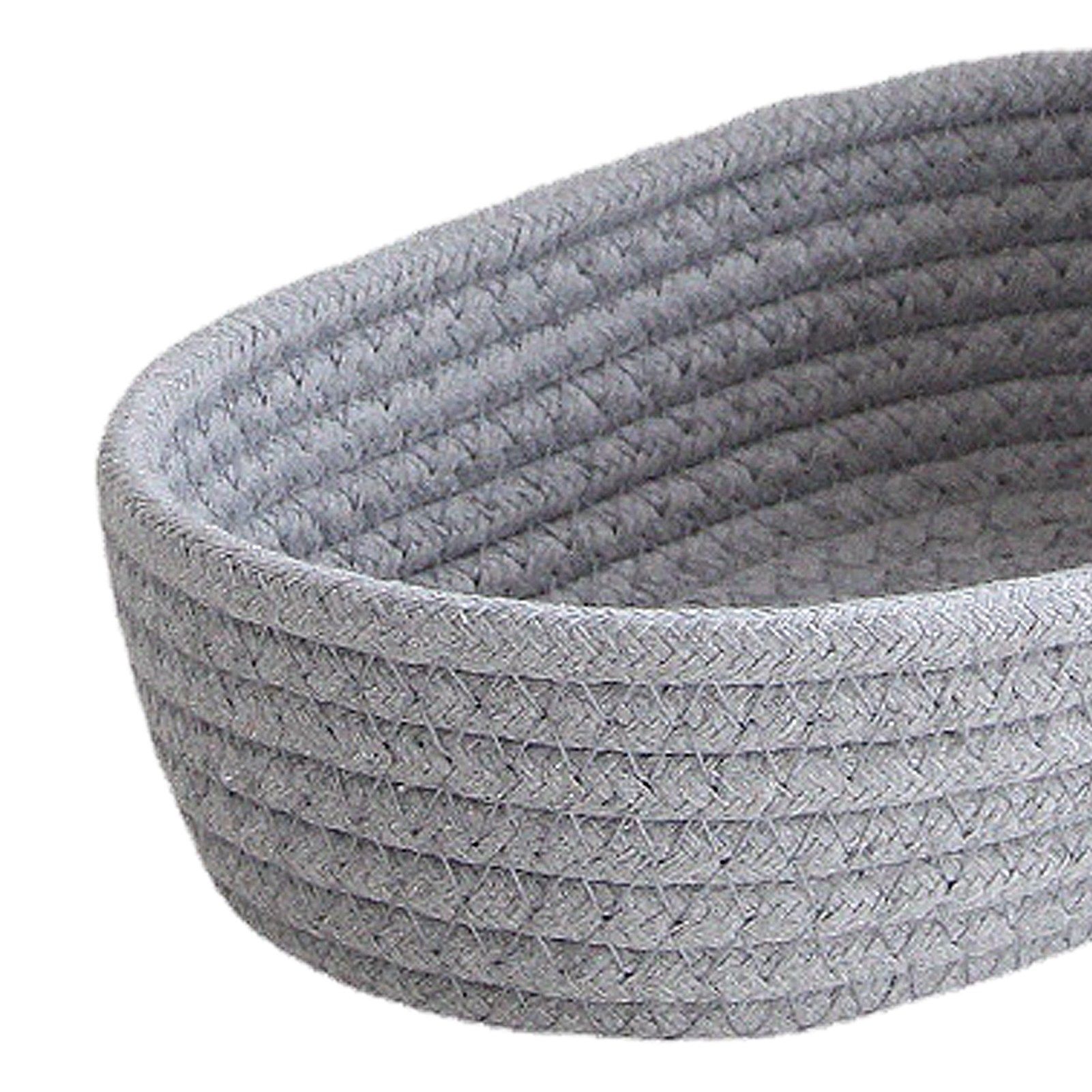 3 Pcs Desktop Storage Basket Oval Organizer Container Cotton Rope Hand Woven view 9