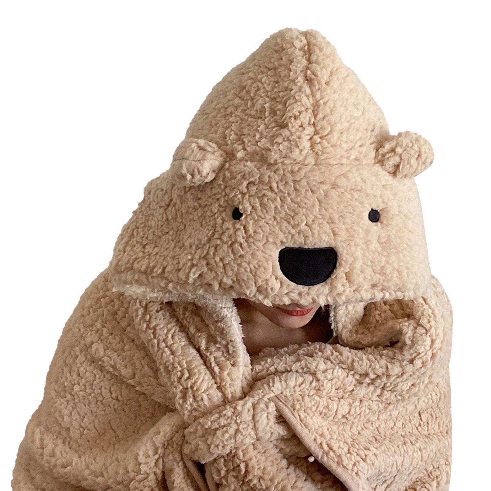Winter Throw Blanket Cloak With Hood Thick Soft Plush Warm Wearable Blanket view 5