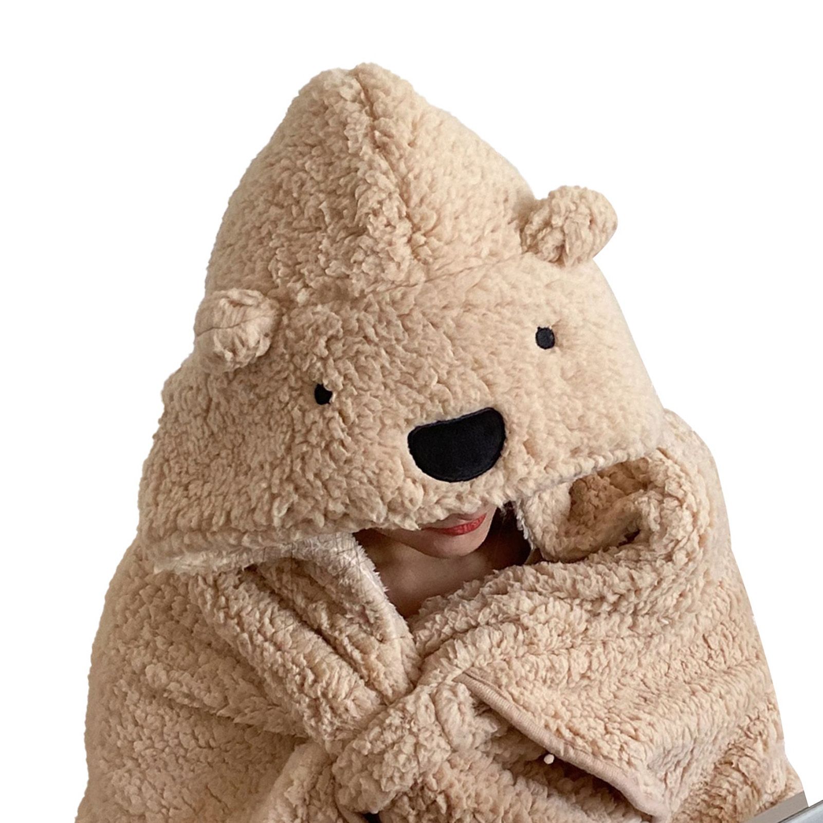 Winter Throw Blanket Cloak With Hood Thick Soft Plush Warm Wearable Blanket view 6