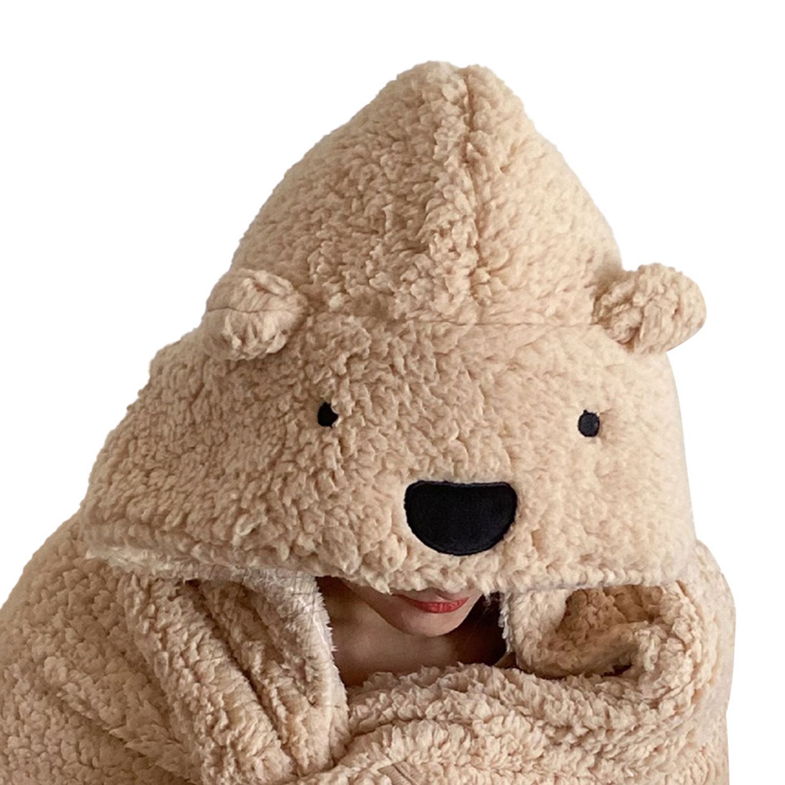 Winter Throw Blanket Cloak With Hood Thick Soft Plush Warm Wearable Blanket view 11