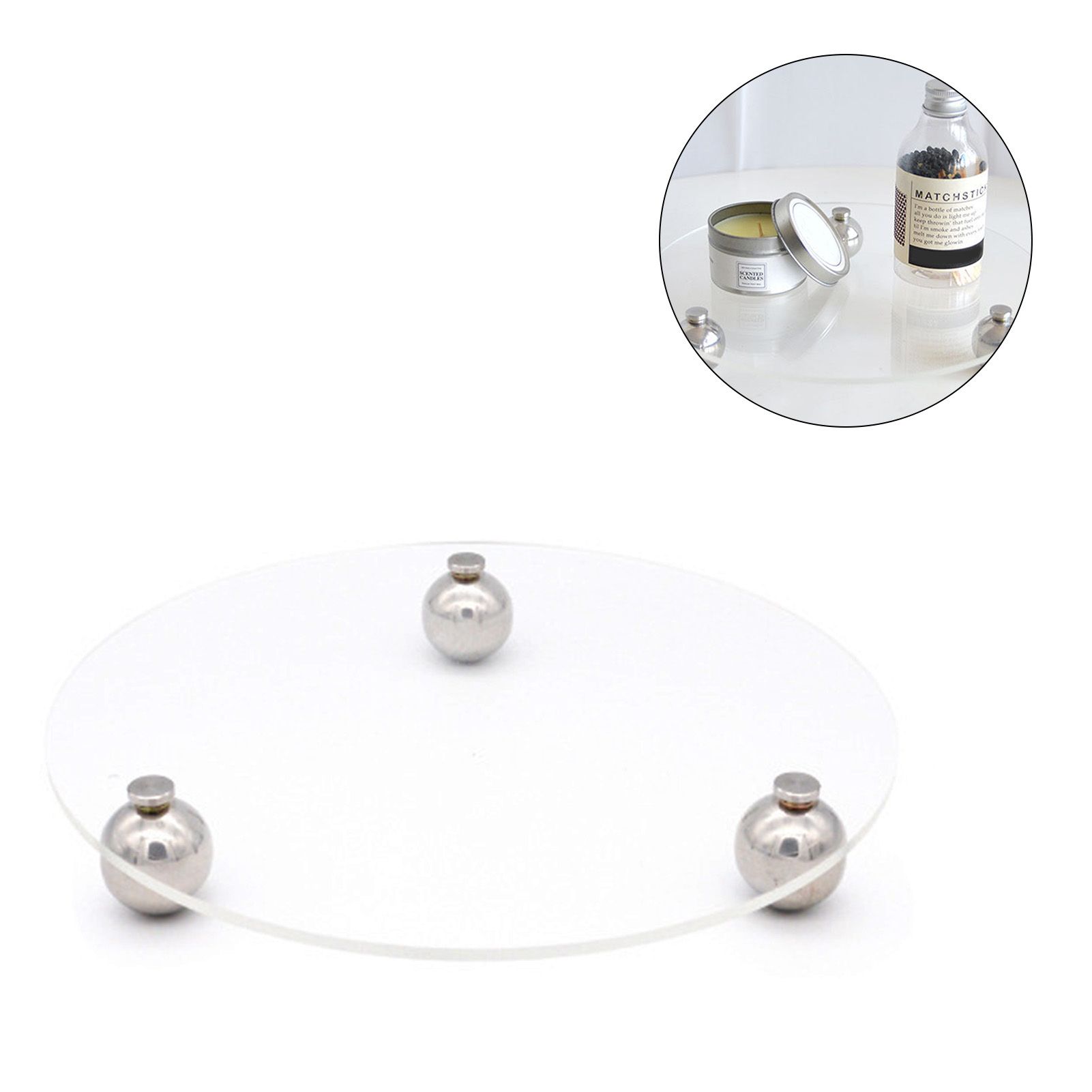 Acrylic Storage Tray Clear Transparent Stainless Steel Round Feet Minimalist view 7