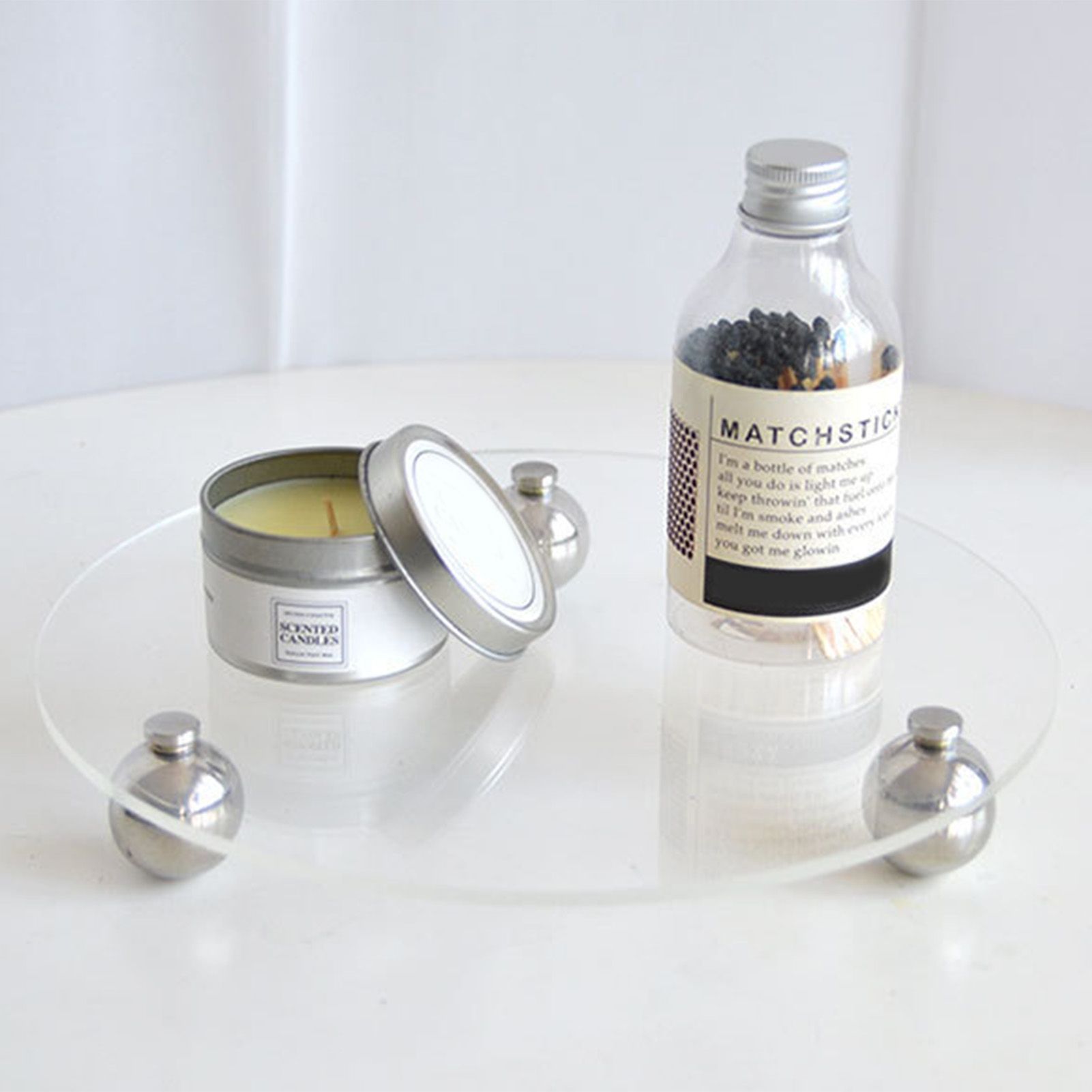 Acrylic Storage Tray Clear Transparent Stainless Steel Round Feet Minimalist view 11