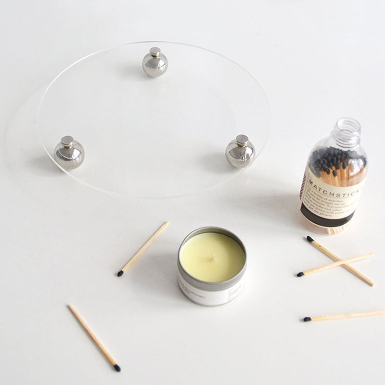 Acrylic Storage Tray Clear Transparent Stainless Steel Round Feet Minimalist view 12