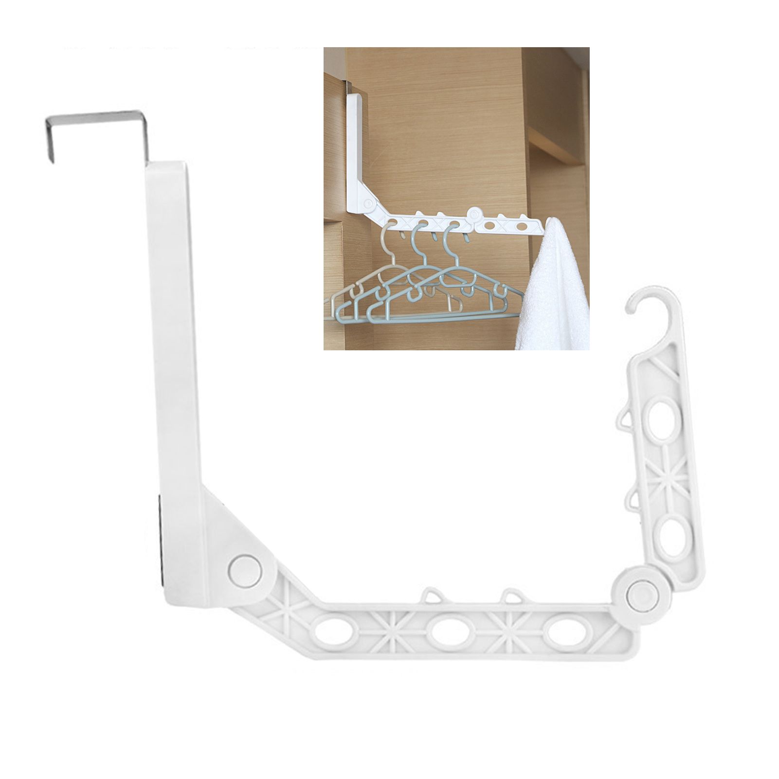 Folding Door Hanger with 5 Holes Retractable Over The Door Laundry Clothes view 4