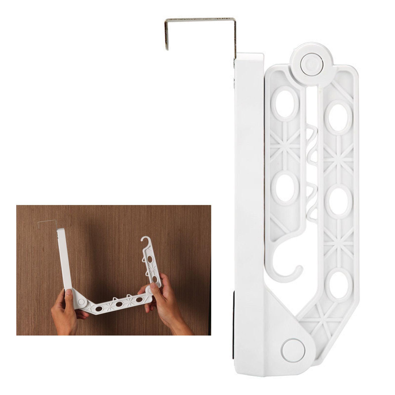 Folding Door Hanger with 5 Holes Retractable Over The Door Laundry Clothes view 5