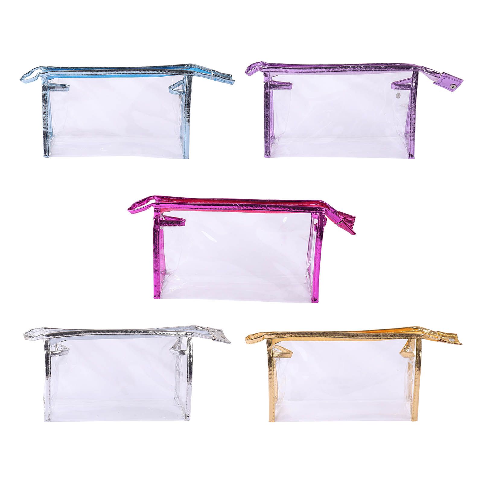5PCS Clear Cosmetic Bag Five Colors Transparent Fashion PU Leather Handbag — image 1