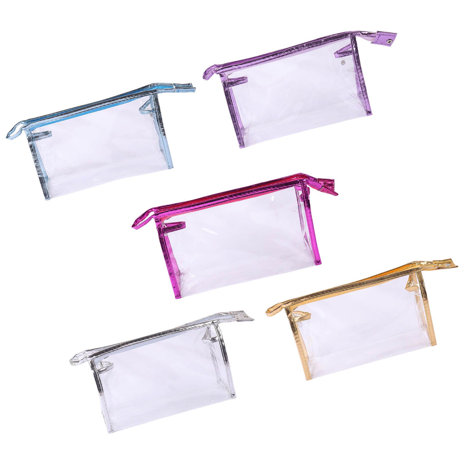 5PCS Clear Cosmetic Bag Five Colors Transparent Fashion PU Leather Handbag view 2