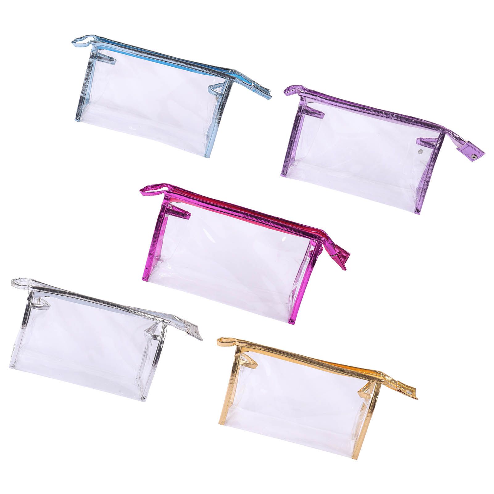 5PCS Clear Cosmetic Bag Five Colors Transparent Fashion PU Leather Handbag view 3