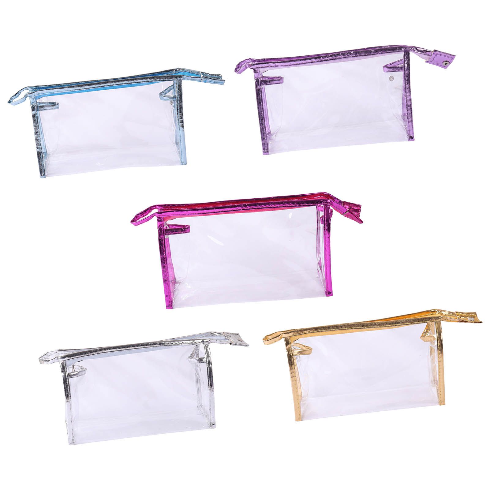 5PCS Clear Cosmetic Bag Five Colors Transparent Fashion PU Leather Handbag view 4