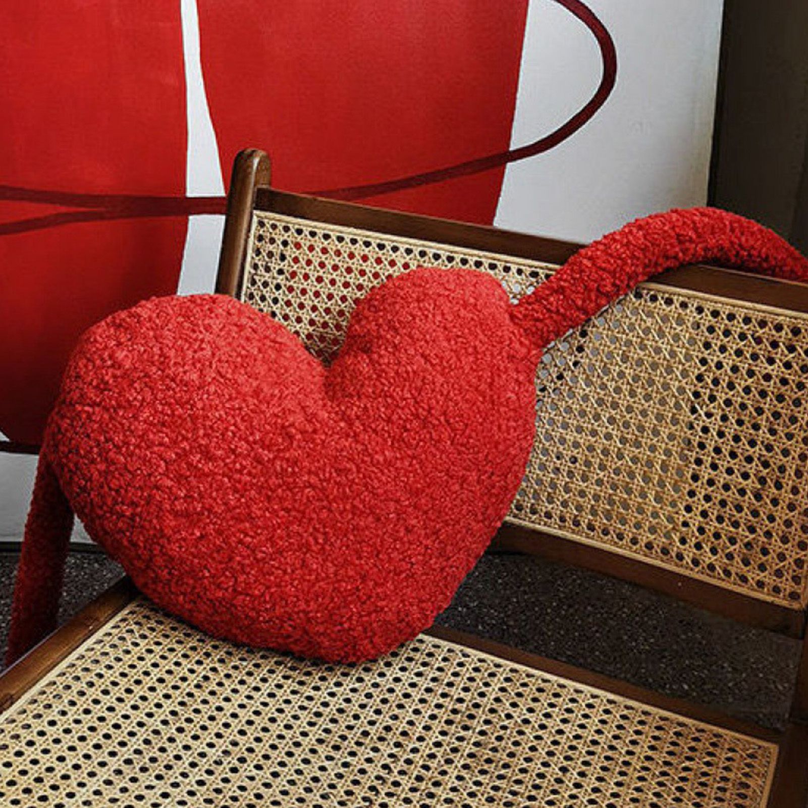 Red Heart Pillow Cartoon Plush Soft Comfortable Heart Shaped Pillow Toy view 5