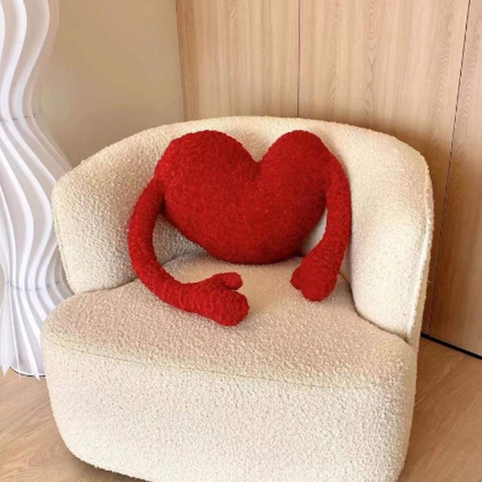 Red Heart Pillow Cartoon Plush Soft Comfortable Heart Shaped Pillow Toy view 6