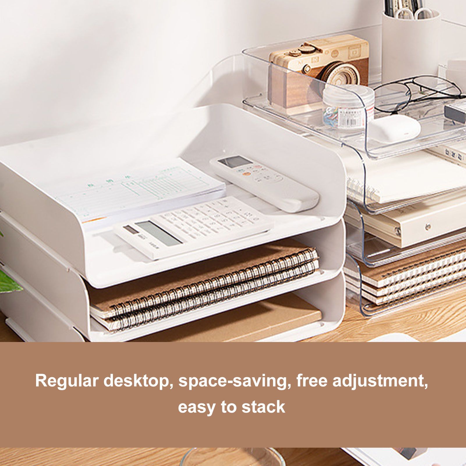 Desktop Storage Box Storage Case House Office Stackable Lateral Desk Document view 11