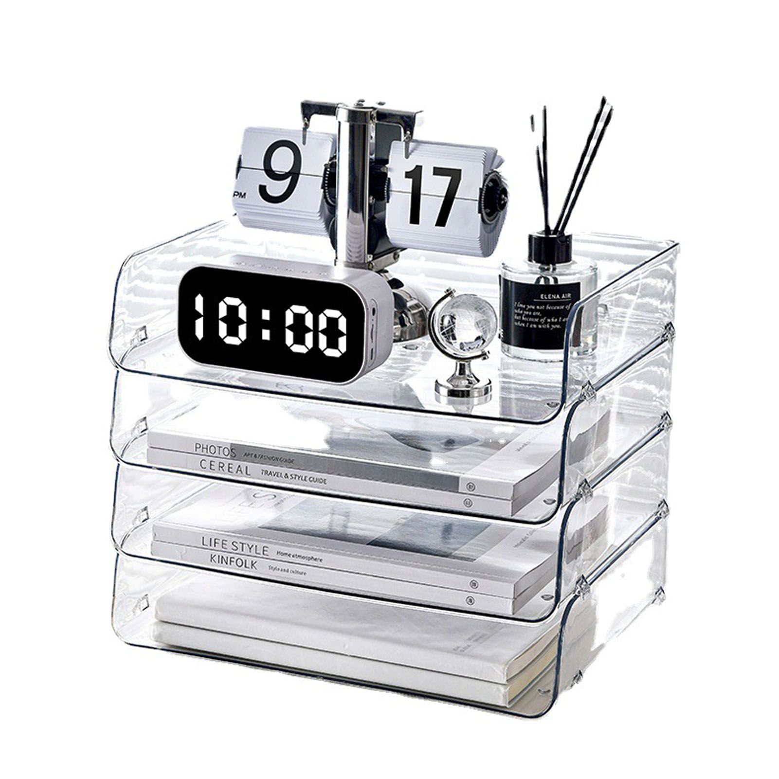 A4 Paper Storage Box Stackable Plastic Large Opening Single Layer Desktop File view 3
