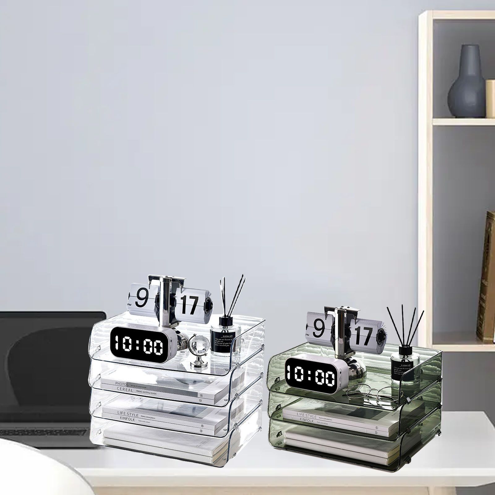 A4 Paper Storage Box Stackable Plastic Large Opening Single Layer Desktop File view 5
