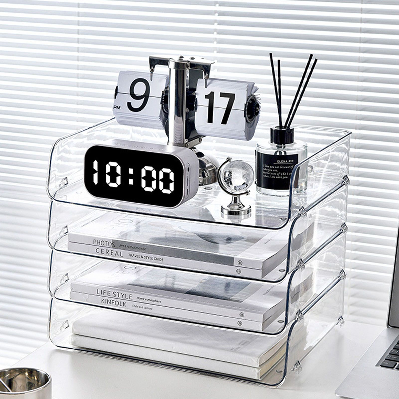 A4 Paper Storage Box Stackable Plastic Large Opening Single Layer Desktop File view 6