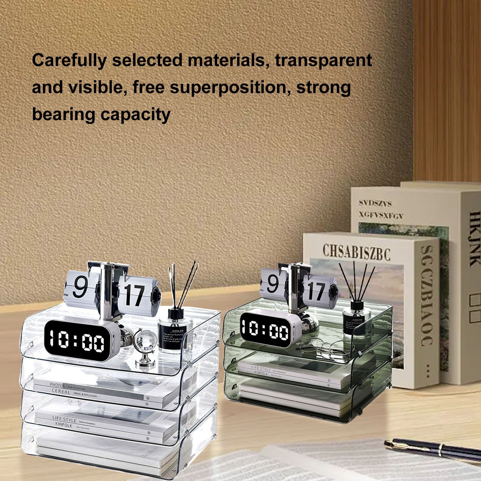 A4 Paper Storage Box Stackable Plastic Large Opening Single Layer Desktop File view 12