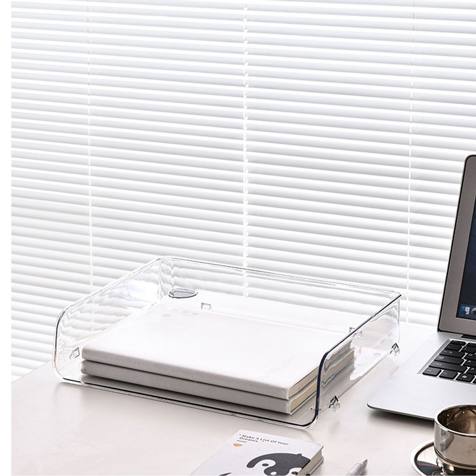 A4 Paper Storage Box Stackable Plastic Large Opening Single Layer Desktop File view 13