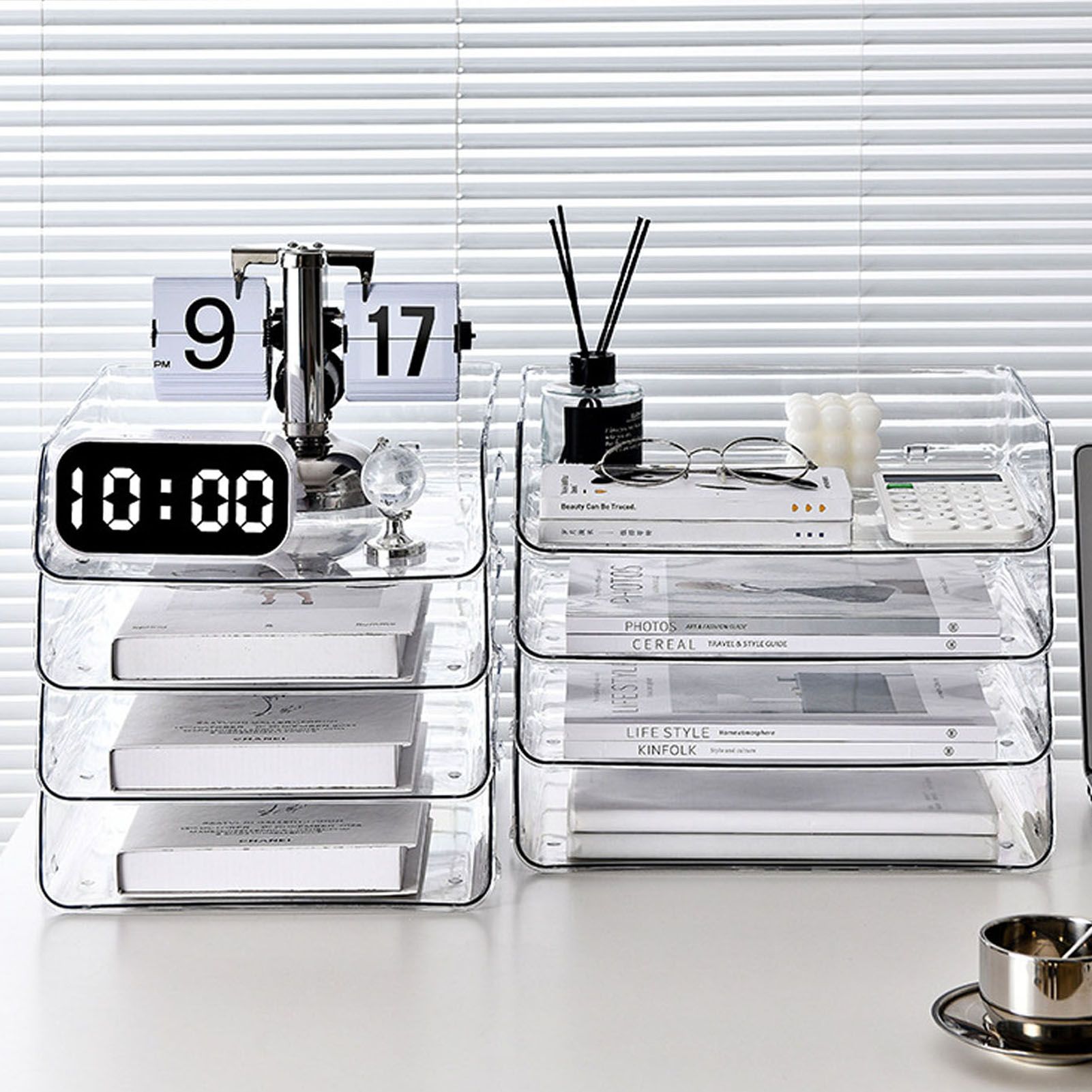 A4 Paper Storage Box Stackable Plastic Large Opening Single Layer Desktop File view 14