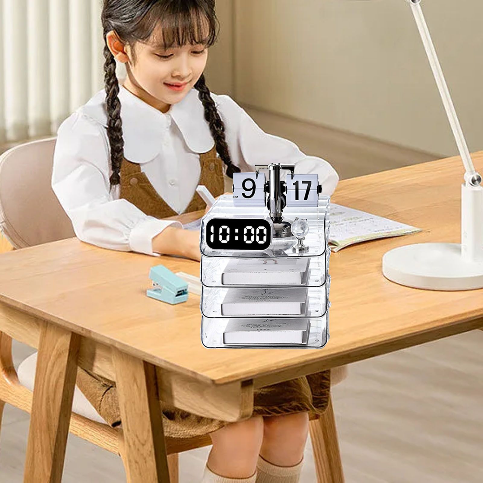 A4 Paper Storage Box Stackable Plastic Large Opening Single Layer Desktop File view 5