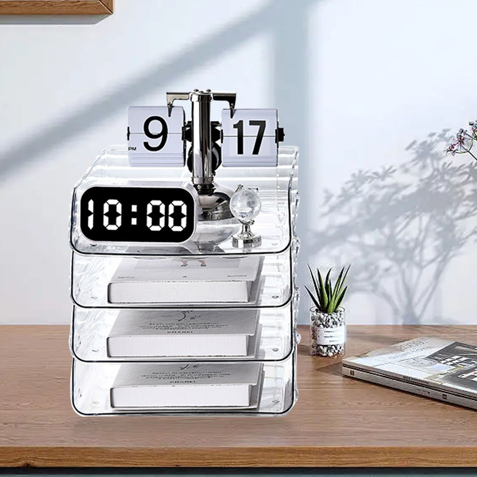 A4 Paper Storage Box Stackable Plastic Large Opening Single Layer Desktop File view 6