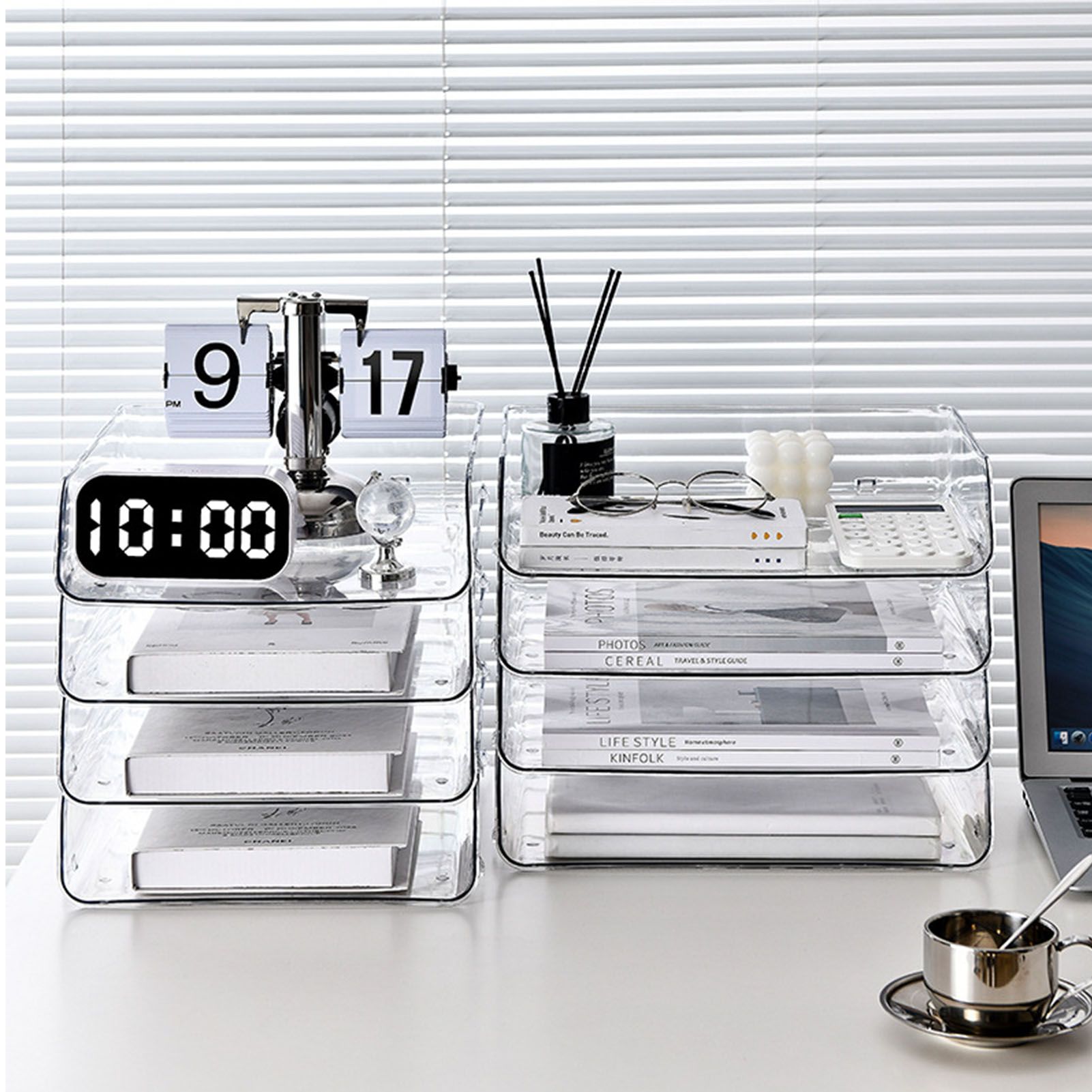A4 Paper Storage Box Stackable Plastic Large Opening Single Layer Desktop File view 14