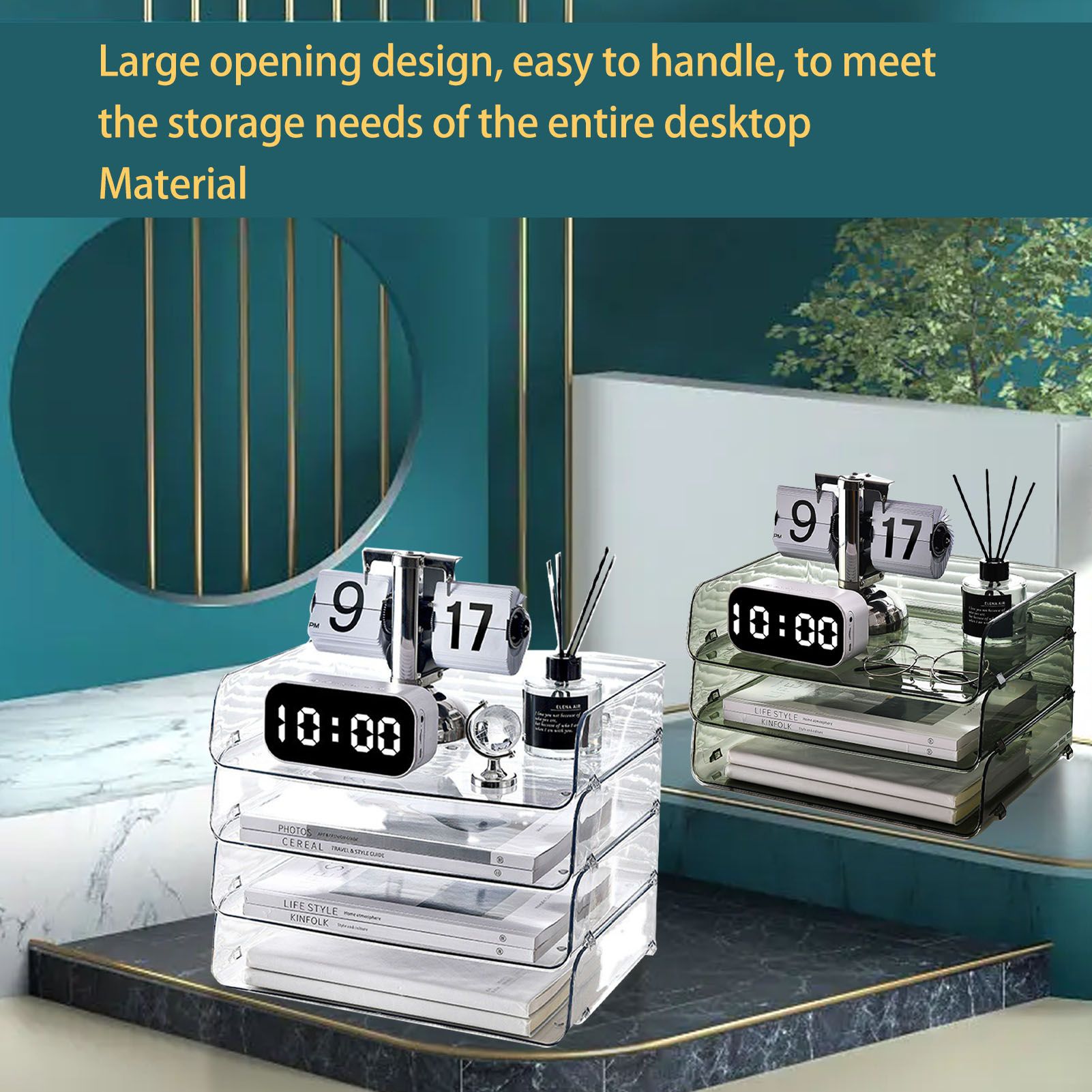 A4 Paper Storage Box Stackable Plastic Large Opening Single Layer Desktop File view 11