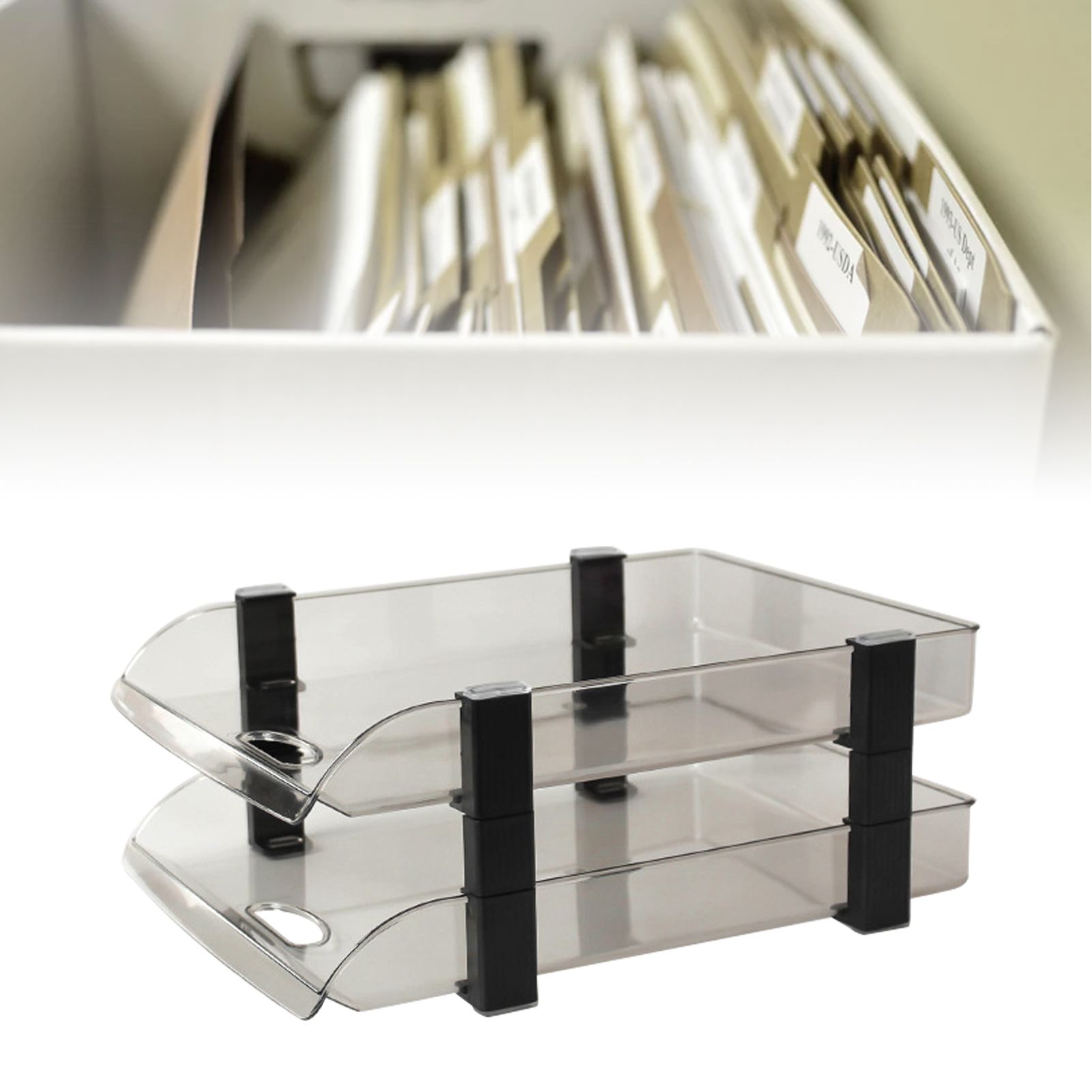 Desk File Letter Tray Layered Classified Documents Rack Acrylic Office Storage view 6