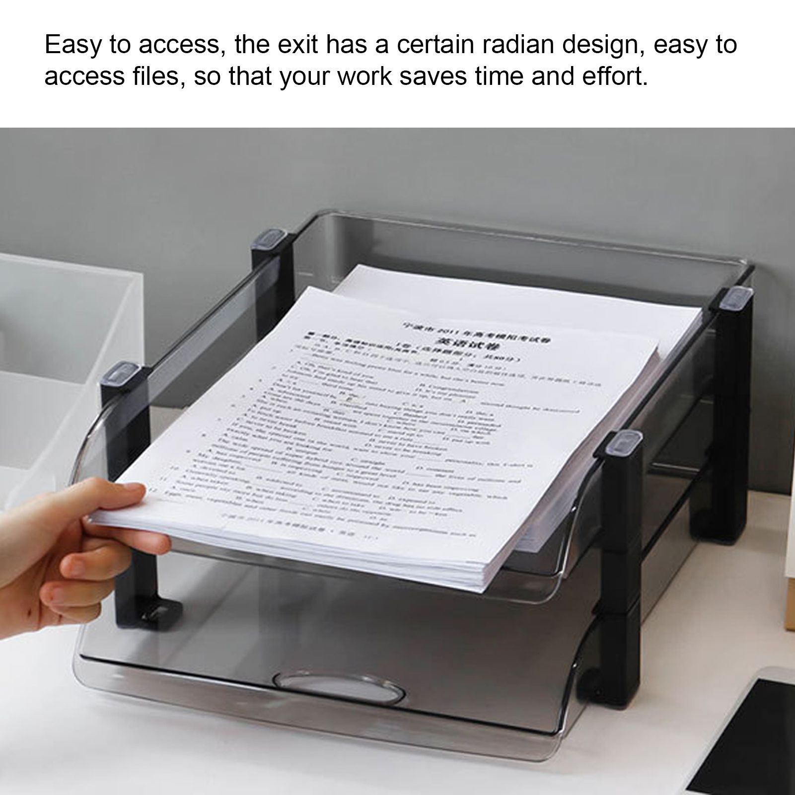 Desk File Letter Tray Layered Classified Documents Rack Acrylic Office Storage view 11