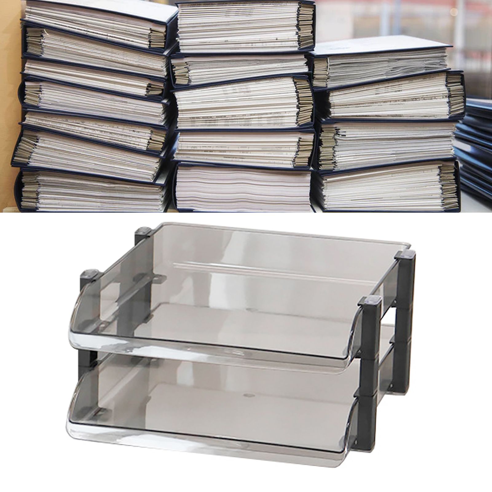 Desk File Letter Tray Layered Classified Documents Rack Acrylic Office Storage view 12