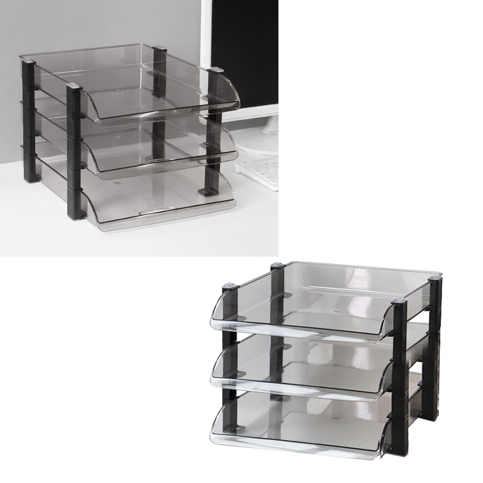 Desk File Letter Tray Layered Classified Documents Rack Acrylic Office Storage view 5