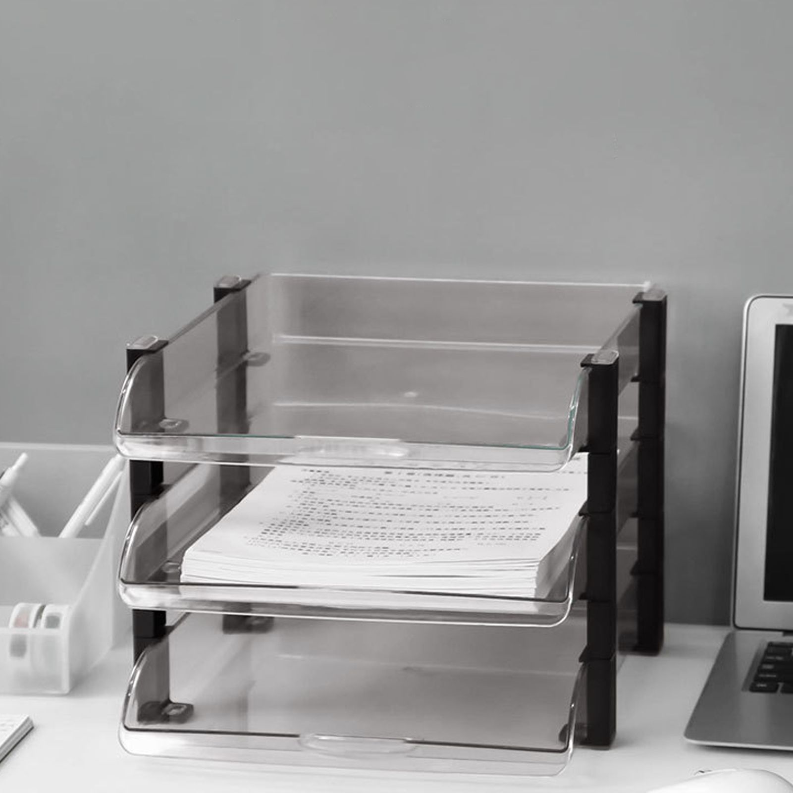 Desk File Letter Tray Layered Classified Documents Rack Acrylic Office Storage view 12
