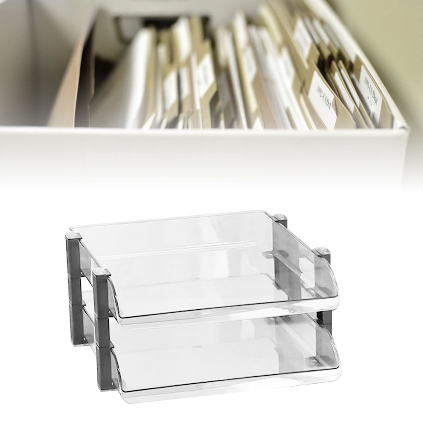 Desk File Letter Tray Layered Classified Documents Rack Acrylic Office Storage view 5