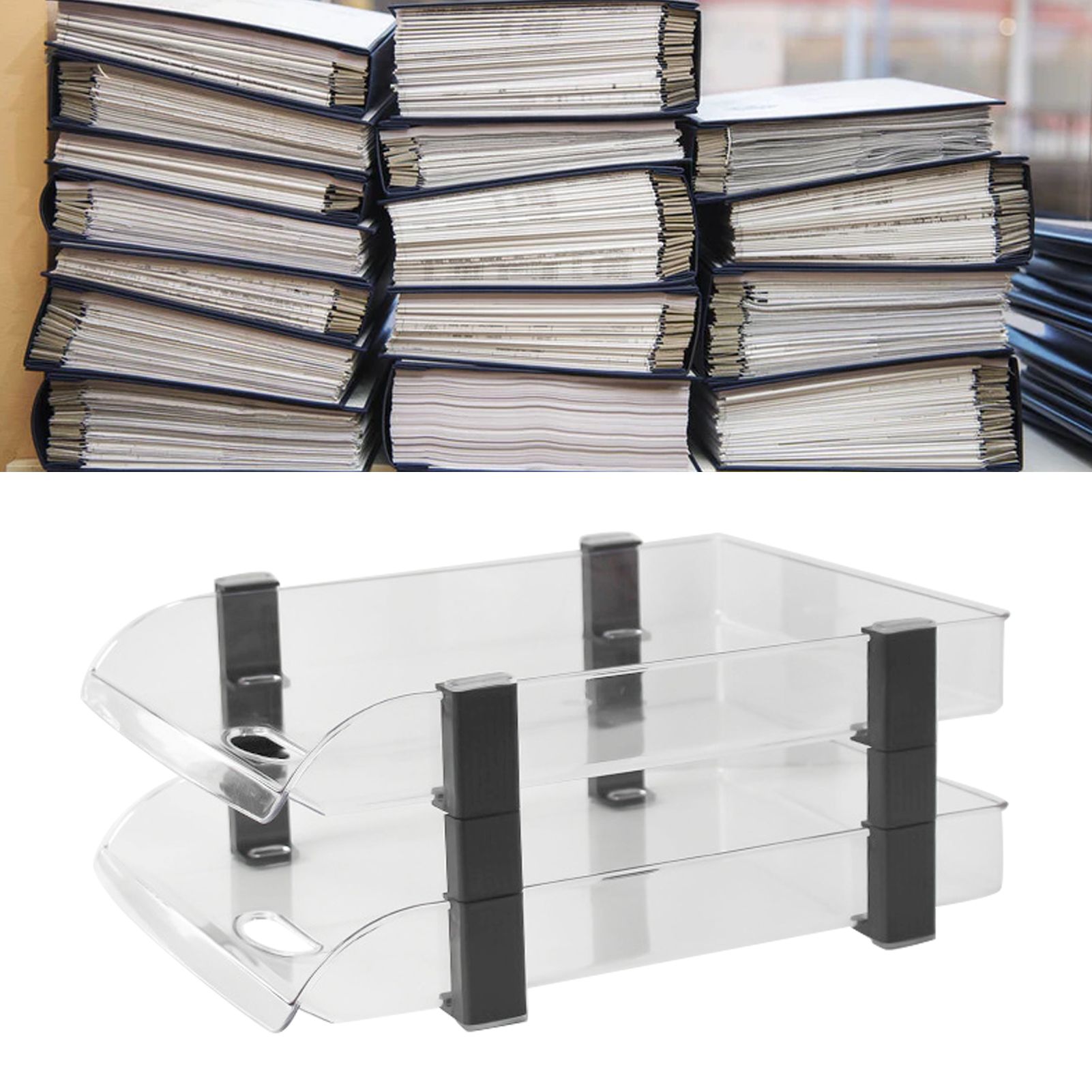 Desk File Letter Tray Layered Classified Documents Rack Acrylic Office Storage view 6
