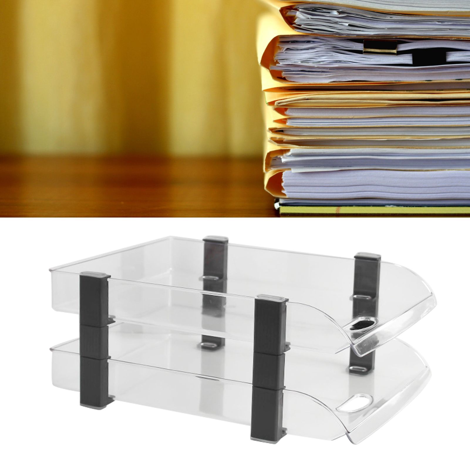 Desk File Letter Tray Layered Classified Documents Rack Acrylic Office Storage view 11