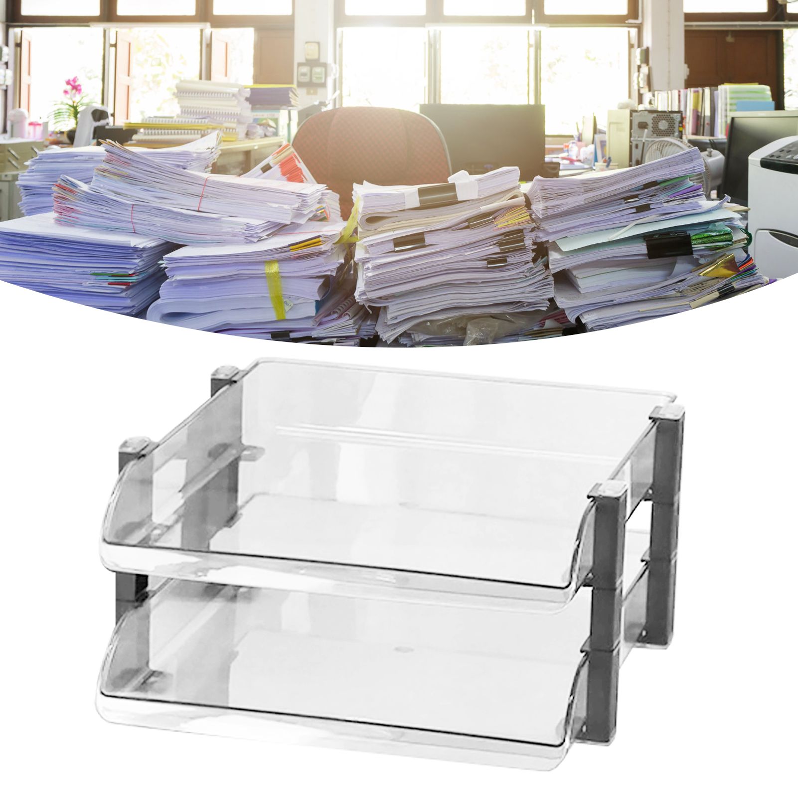 Desk File Letter Tray Layered Classified Documents Rack Acrylic Office Storage view 12
