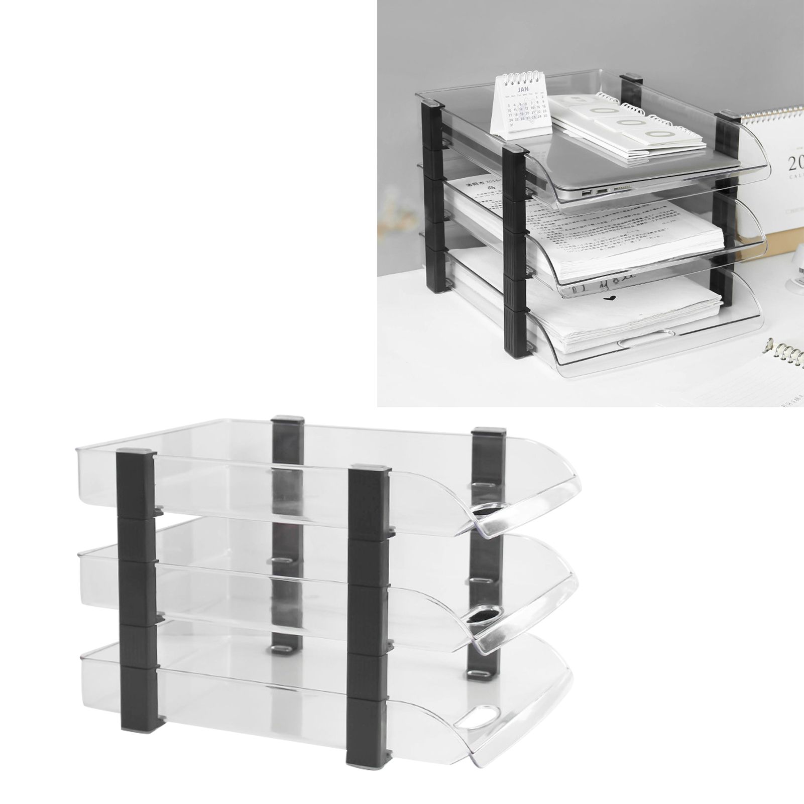 Desk File Letter Tray Layered Classified Documents Rack Acrylic Office Storage view 6