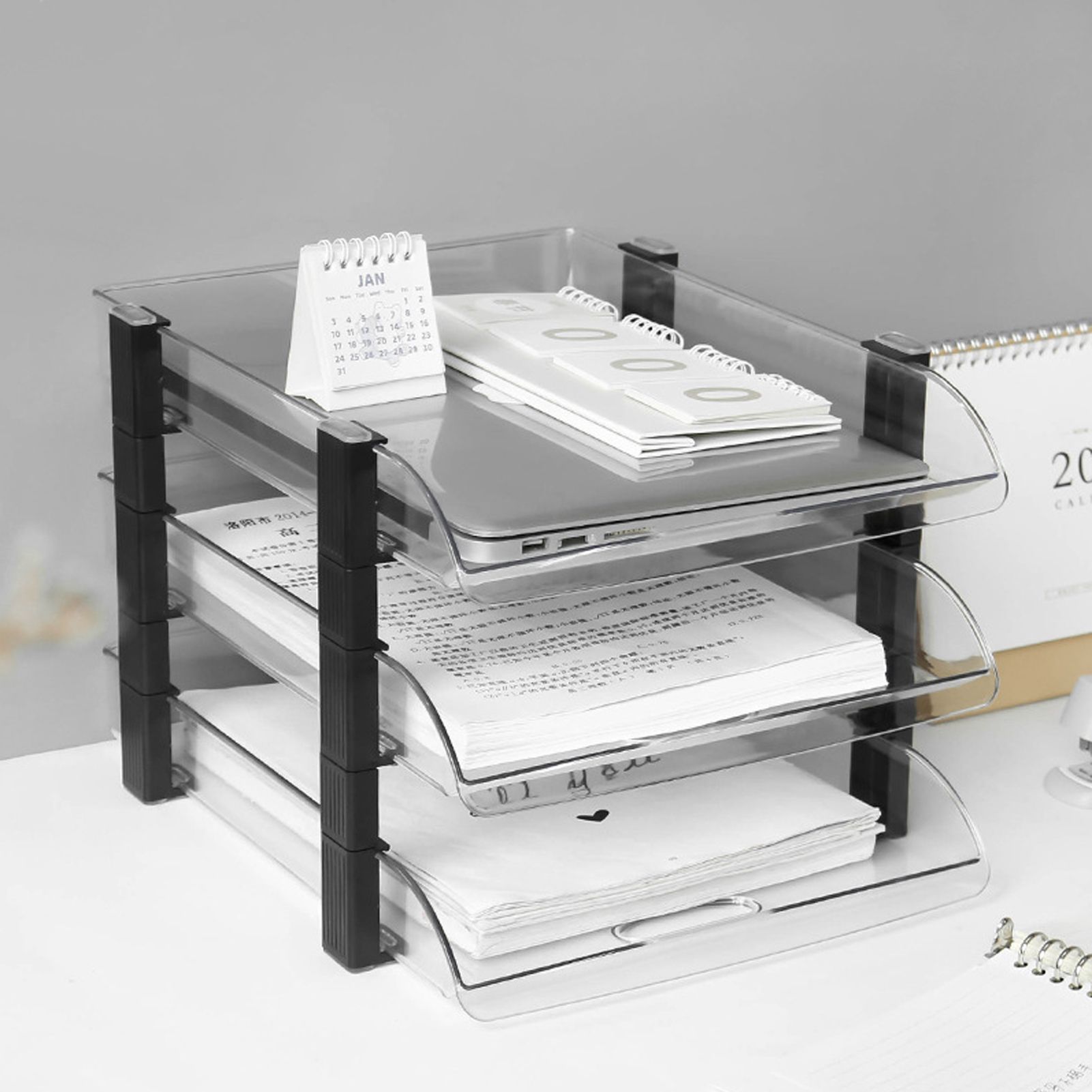 Desk File Letter Tray Layered Classified Documents Rack Acrylic Office Storage view 13